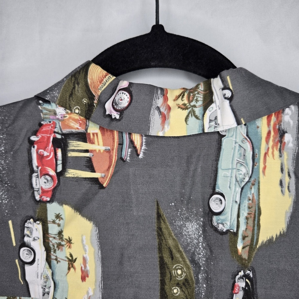 VTG Reyn Spooner American Classics Mens Large Button Up Rayon Classic Cars USA - Picture 5 of 9